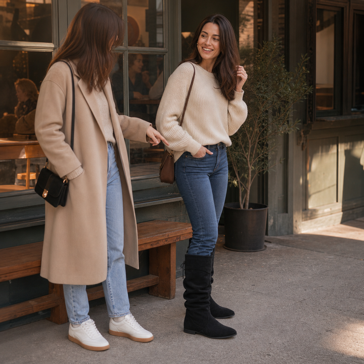 Slouch & Stroll – Lace-Up Slouchy Mid-Calf Boots