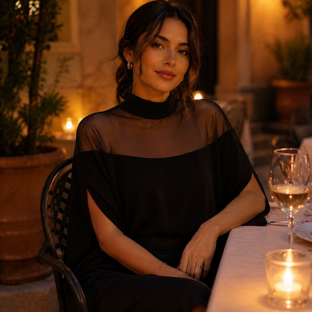 Florenza™ – Mesh Yoke Batwing Blouse