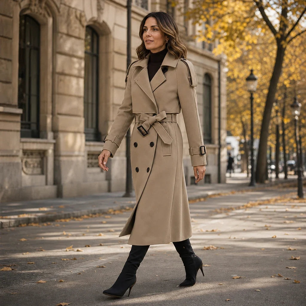 Silhouette – Double-Breasted Belted Slim-Fit Trench Coat
