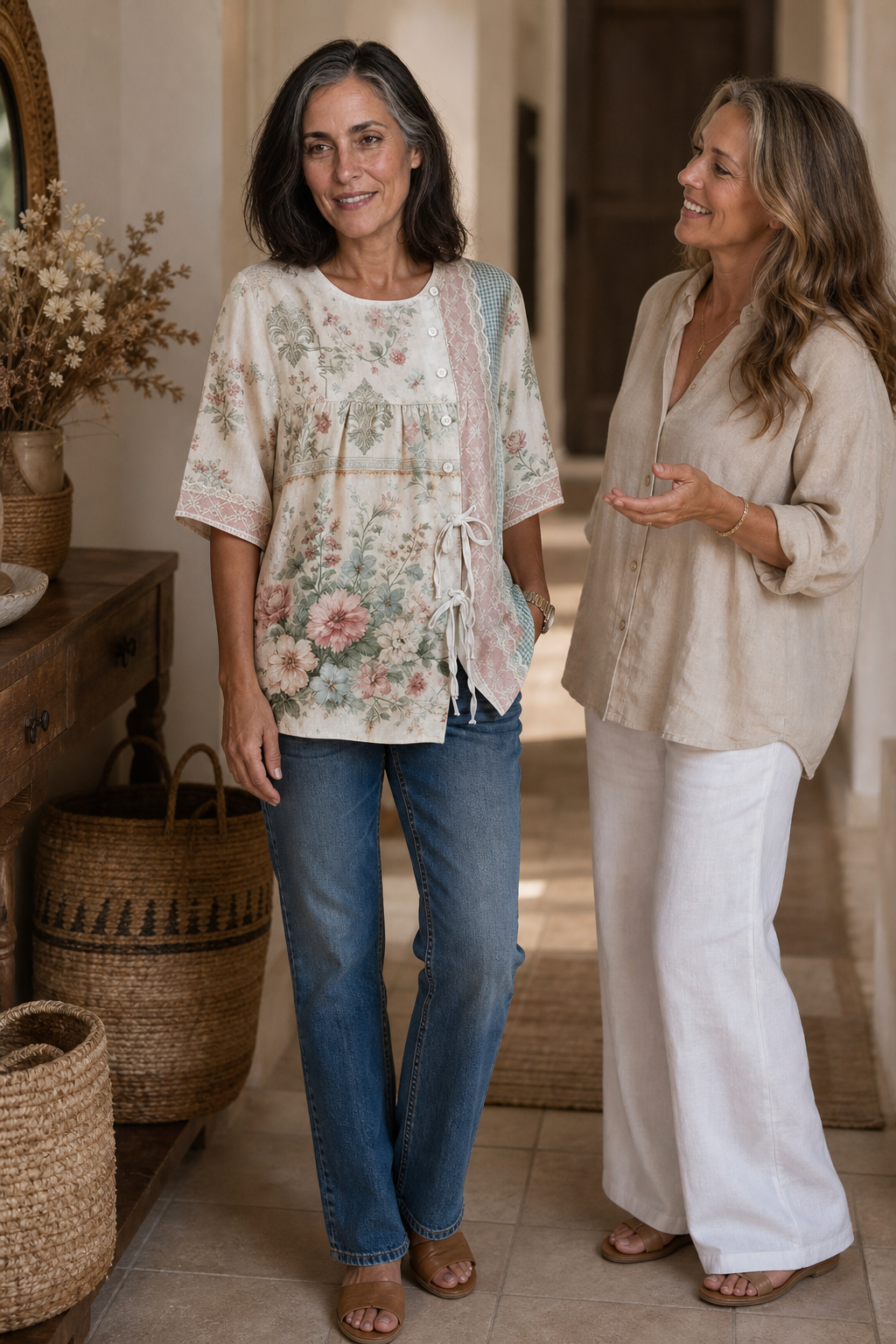 Ninetysecond – Retro Floral Side-Button Blouse