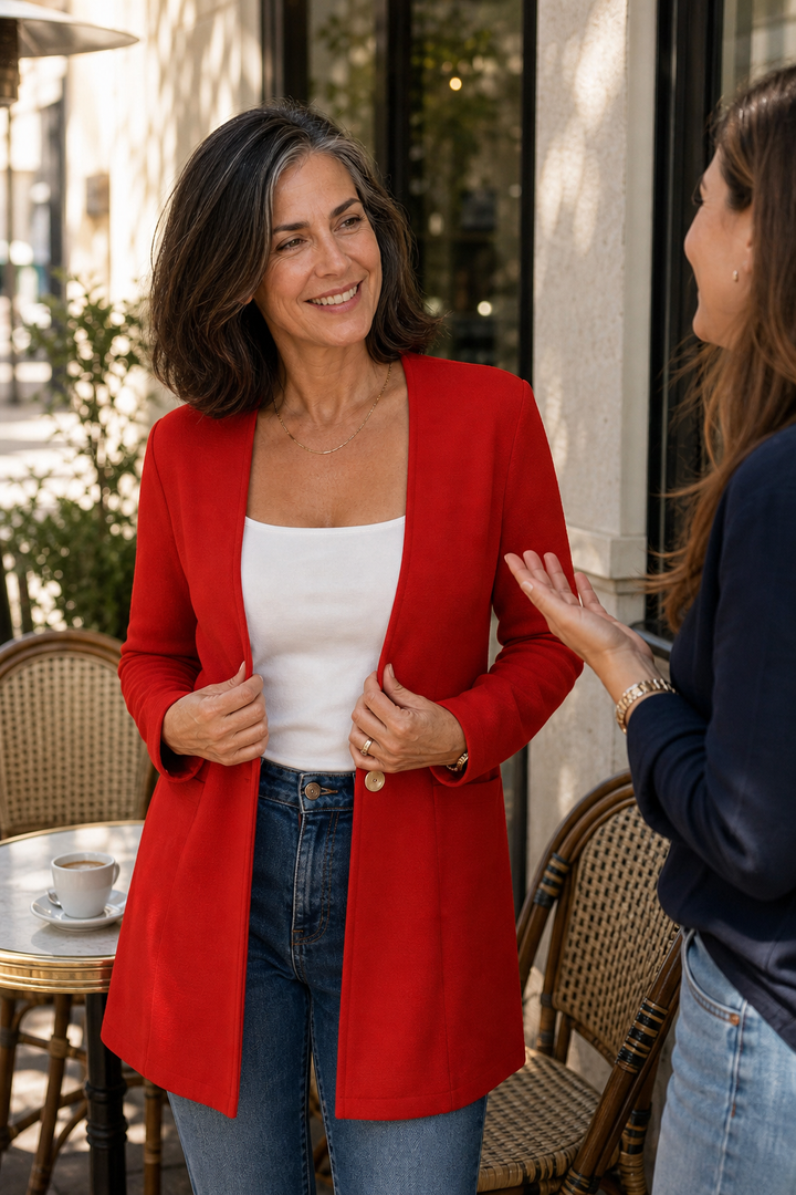 Linevalle – V-Neck Single-Button A-Line Blazer