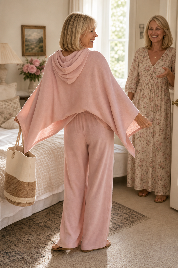 Wearbella – Hooded Cape And Wide-Leg Trouser Set