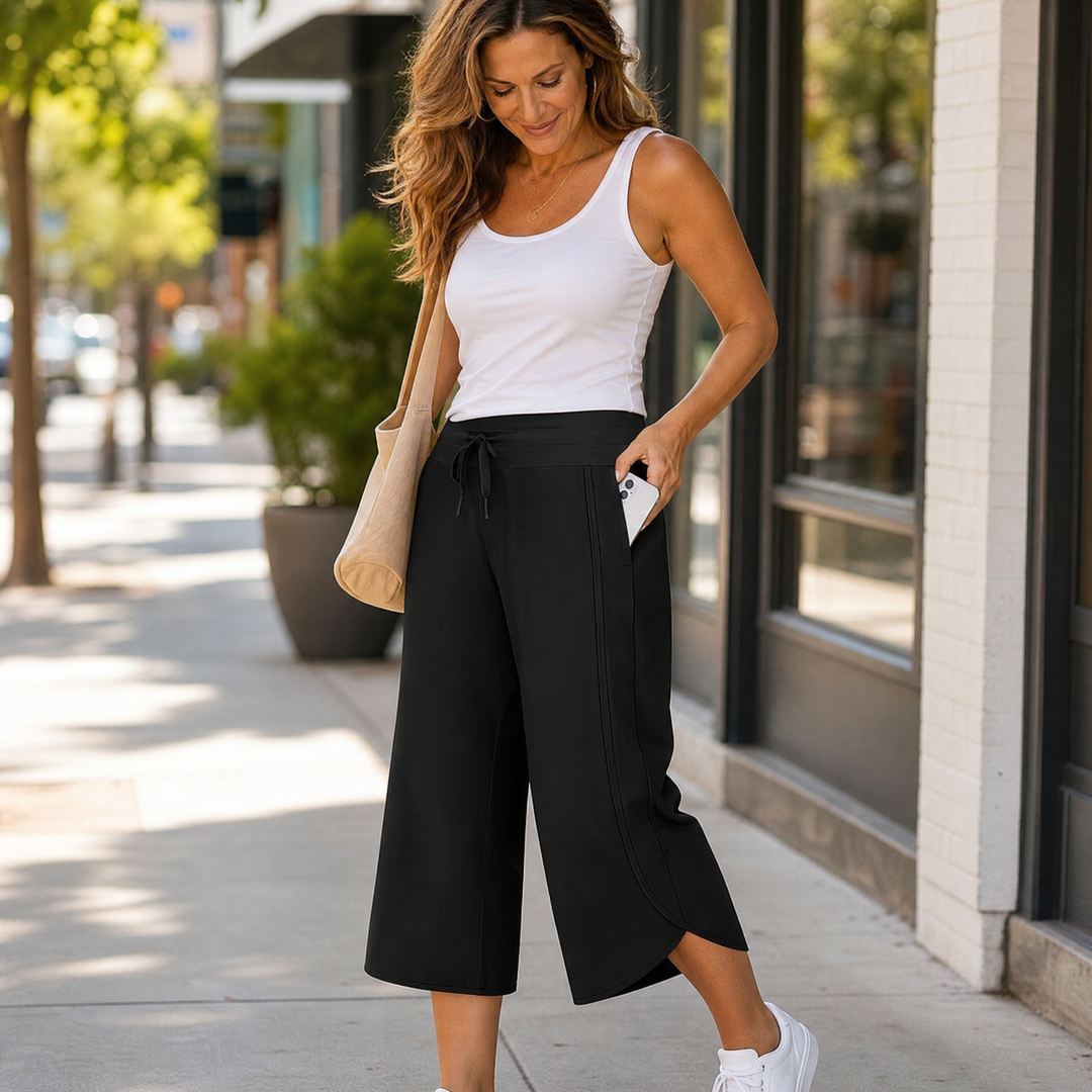 Lunavia™ Wide-Leg Tulip-Hem Capri Pants with Pockets
