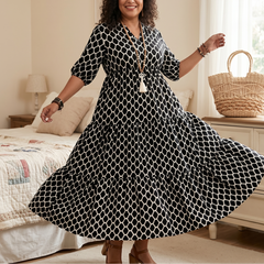 Curvella™ – Boho Maxi Dress with Pockets