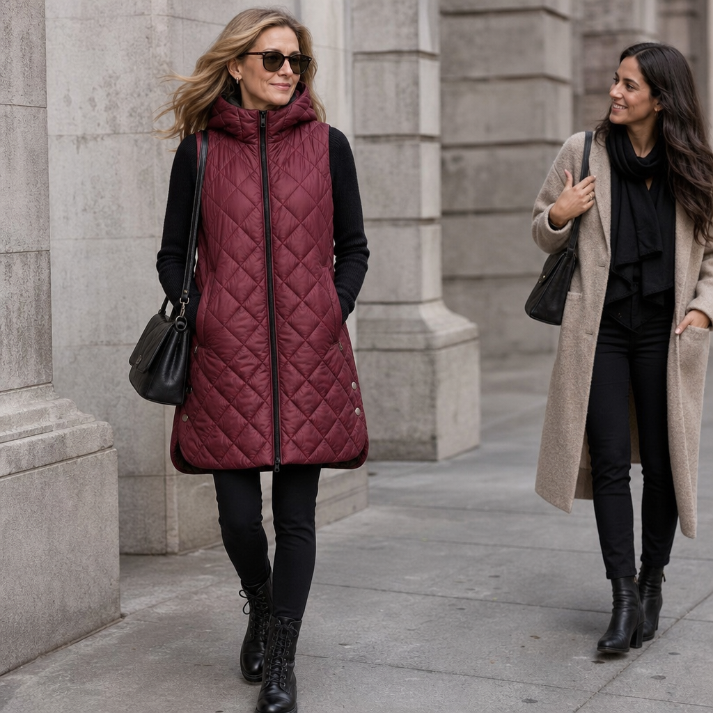 Quilta – Long Quilted Hooded Sleeveless Vest