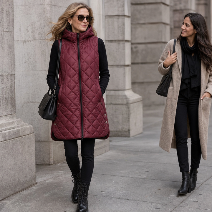 Quilta – Long Quilted Hooded Sleeveless Vest