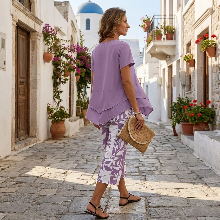 Lunavia™ Asymmetric Tunic & Wide Leg Pants Set