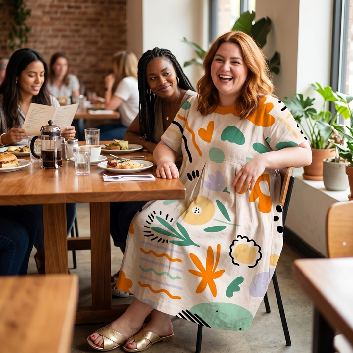 Luna™ – Artsy Print Midi Dress for Curves
