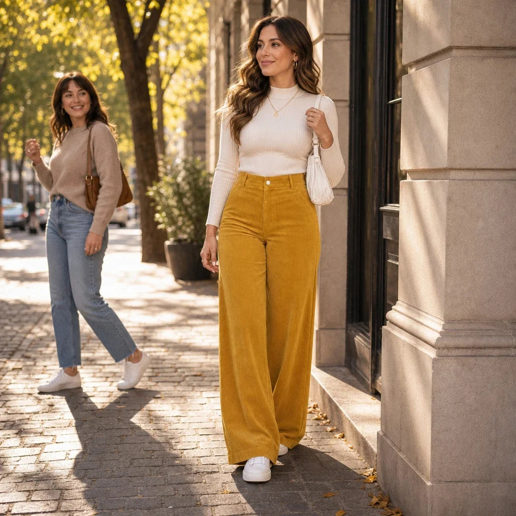 Cordelia – High-Waisted Wide-Leg Corduroy Trousers