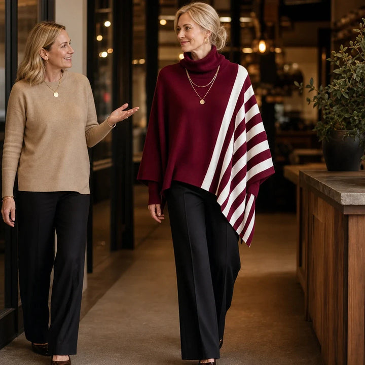 Striata – Asymmetric Striped Turtleneck Sweater