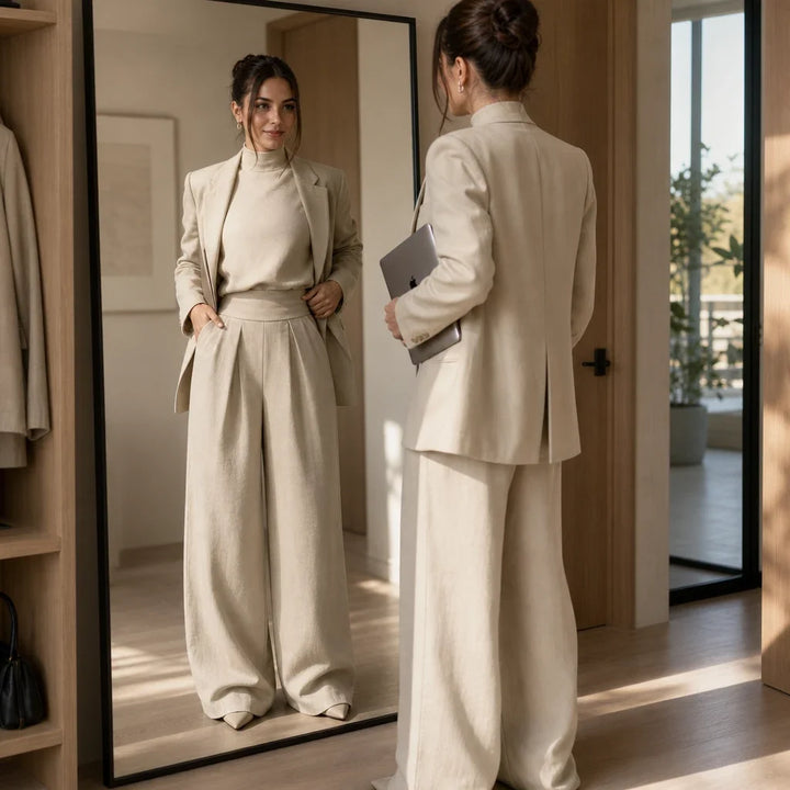 Wearbella – Pleated High-Waist Wide-Leg Pants Set