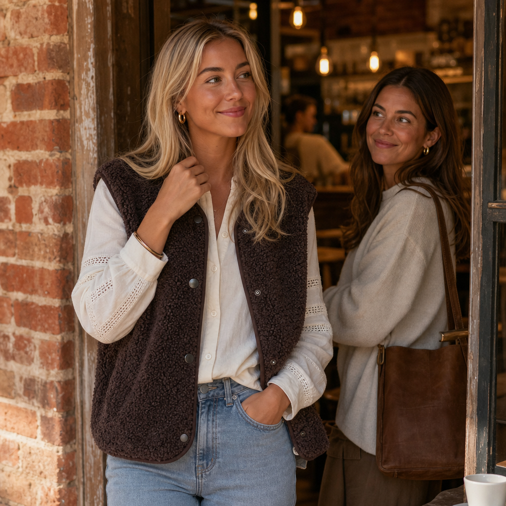Overra Vest – Sleeveless Boxy Teddy Fleece Vest