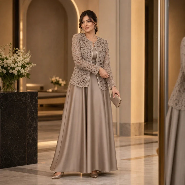 Lacea – Floral Lace Jacket And Satin-Look Maxi Dress Set