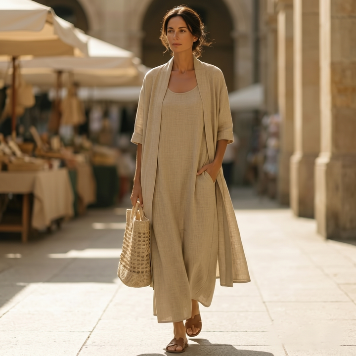 Lunavia™ Linen Cotton Two Piece Set with Duster