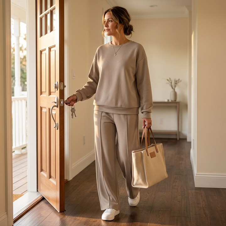 Velora™ – Soft Matching Top and Wide Leg Pants Set