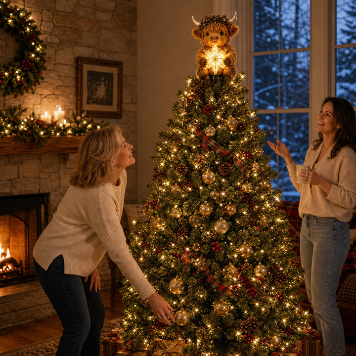 Highlow – Glowing Star Highland Cow Tree Topper