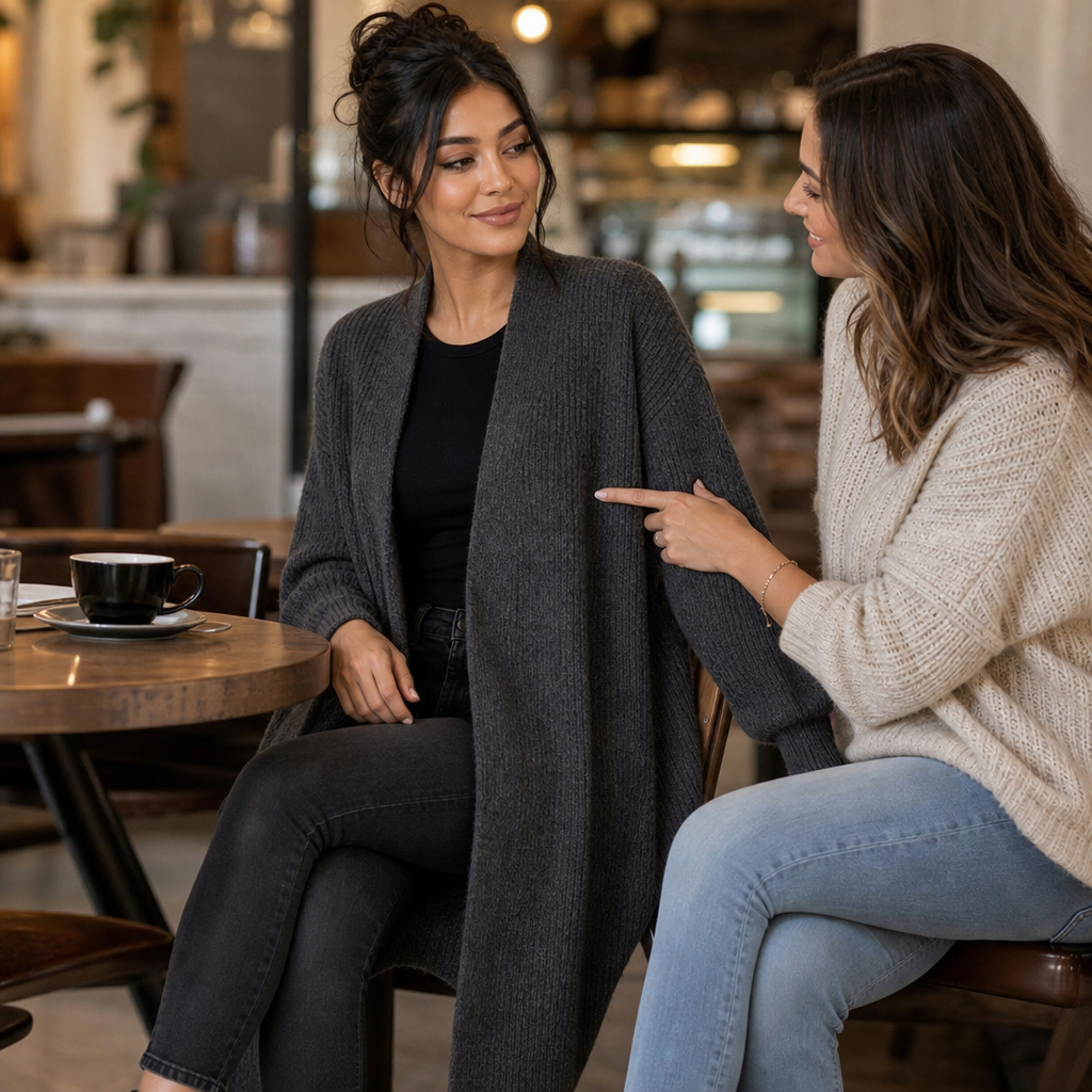 Ribbella – Ribbed Knit Longline Cardigan