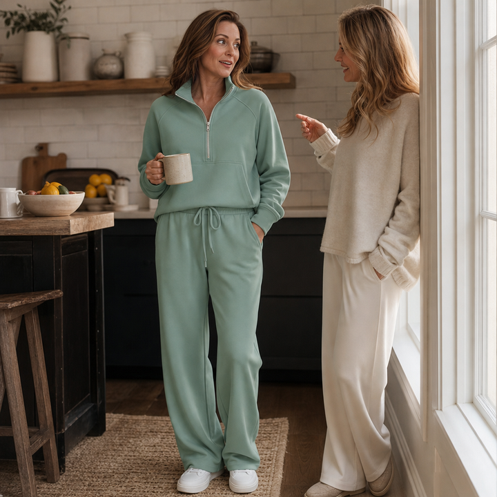 Easewell – Half-Zip Top And Wide-Leg Trouser Set