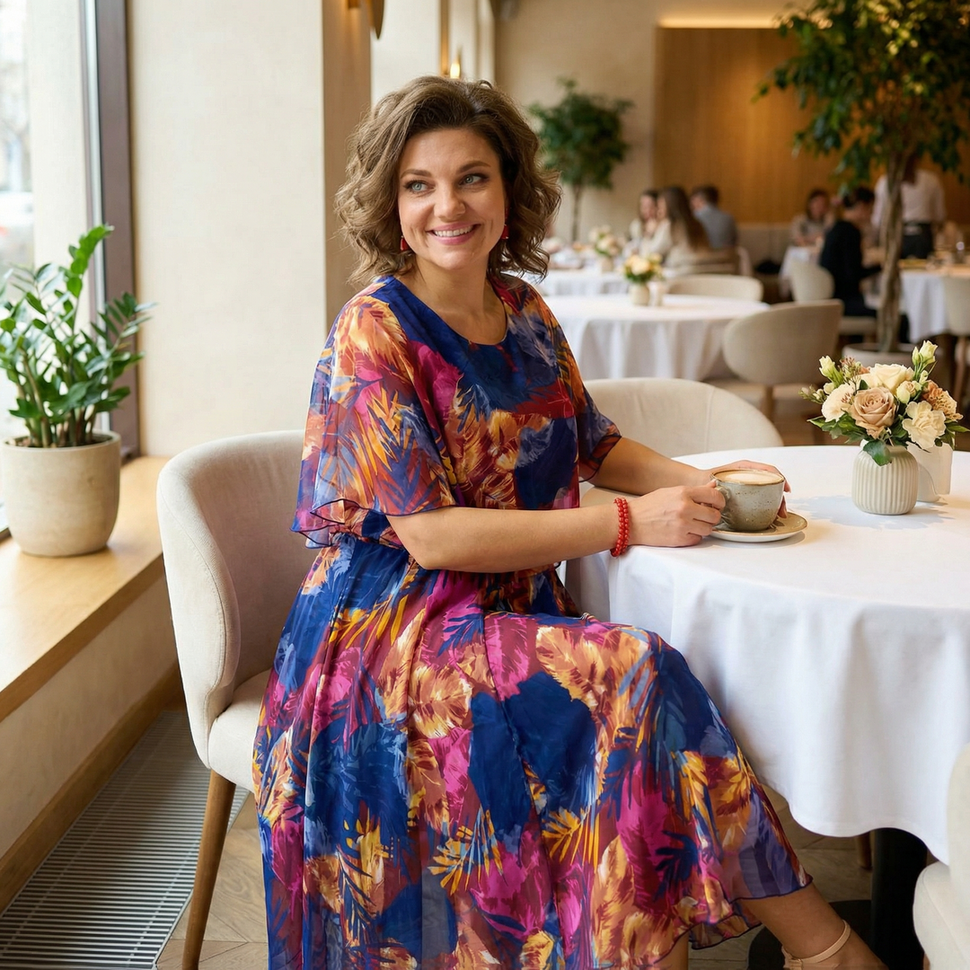 Floressa™ Flowy Lined Chiffon Midi Dress
