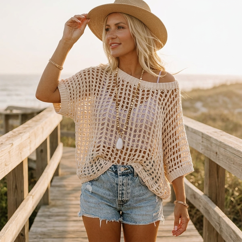 Aerela™ – Breezy Open Weave Knit Top