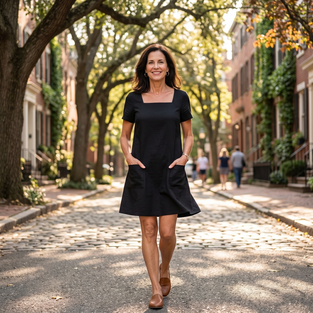 Soliva™ - Soft Square-Neck Pocket Dress