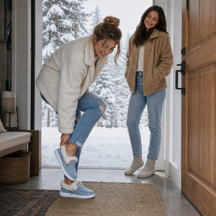 Veluna – Plush-Lined Canvas Slip-On Winter Shoes