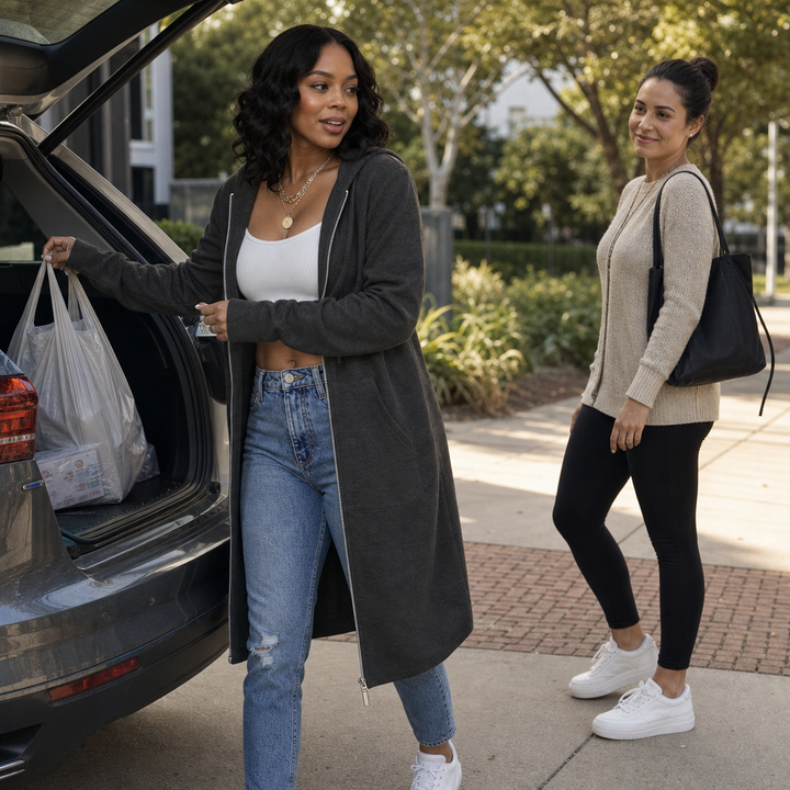 Cozyline – Fleece-Lined Tunic-Length Zip-Up Hoodie