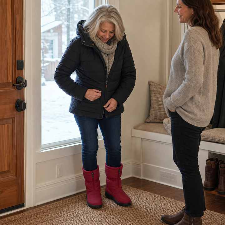 Frostbella – Quilted Zip-Up Mid-Calf Snow Boots