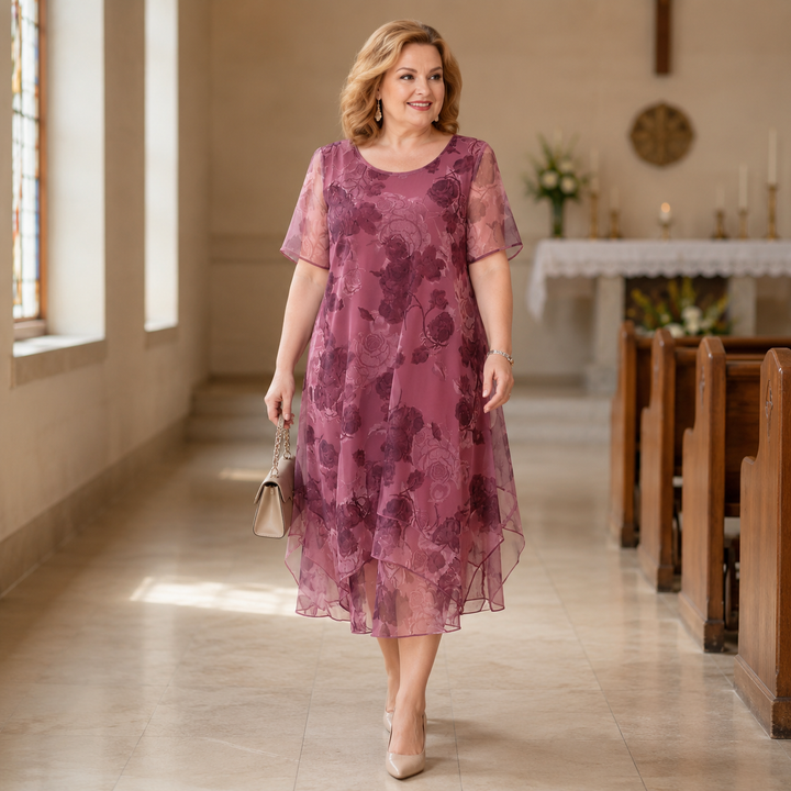 Florenza™ – Layered Chiffon Floral Dress