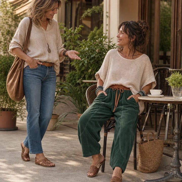 Colora – Color-Block Cropped Wide-Leg Pants
