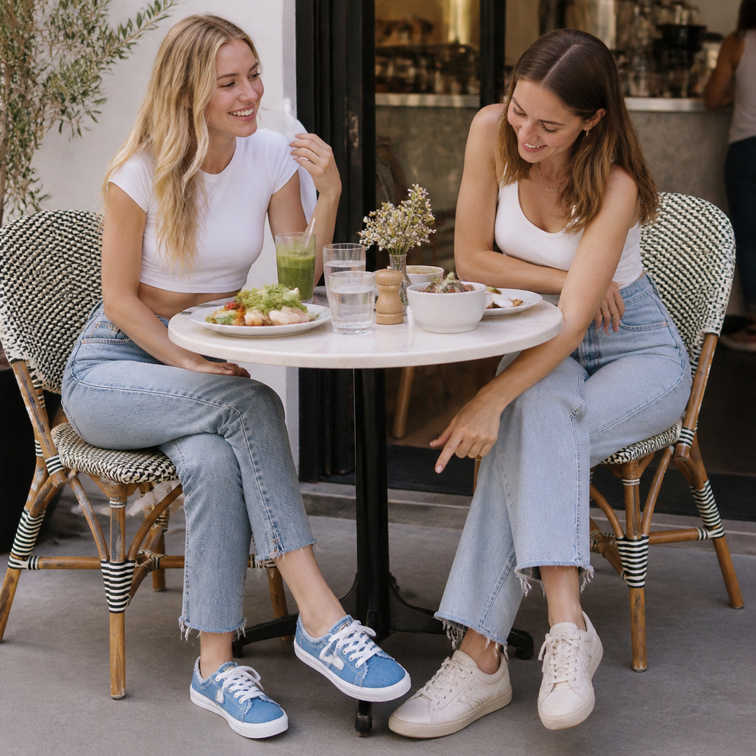 Vellora™ – Frayed Denim Slip-On Sneakers