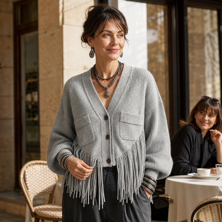 Overa – Long Fringe Open-Front Cardigan