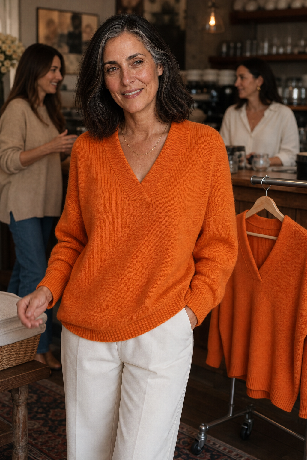 Softline – Ribbed V-Neck Relaxed Knit Sweater
