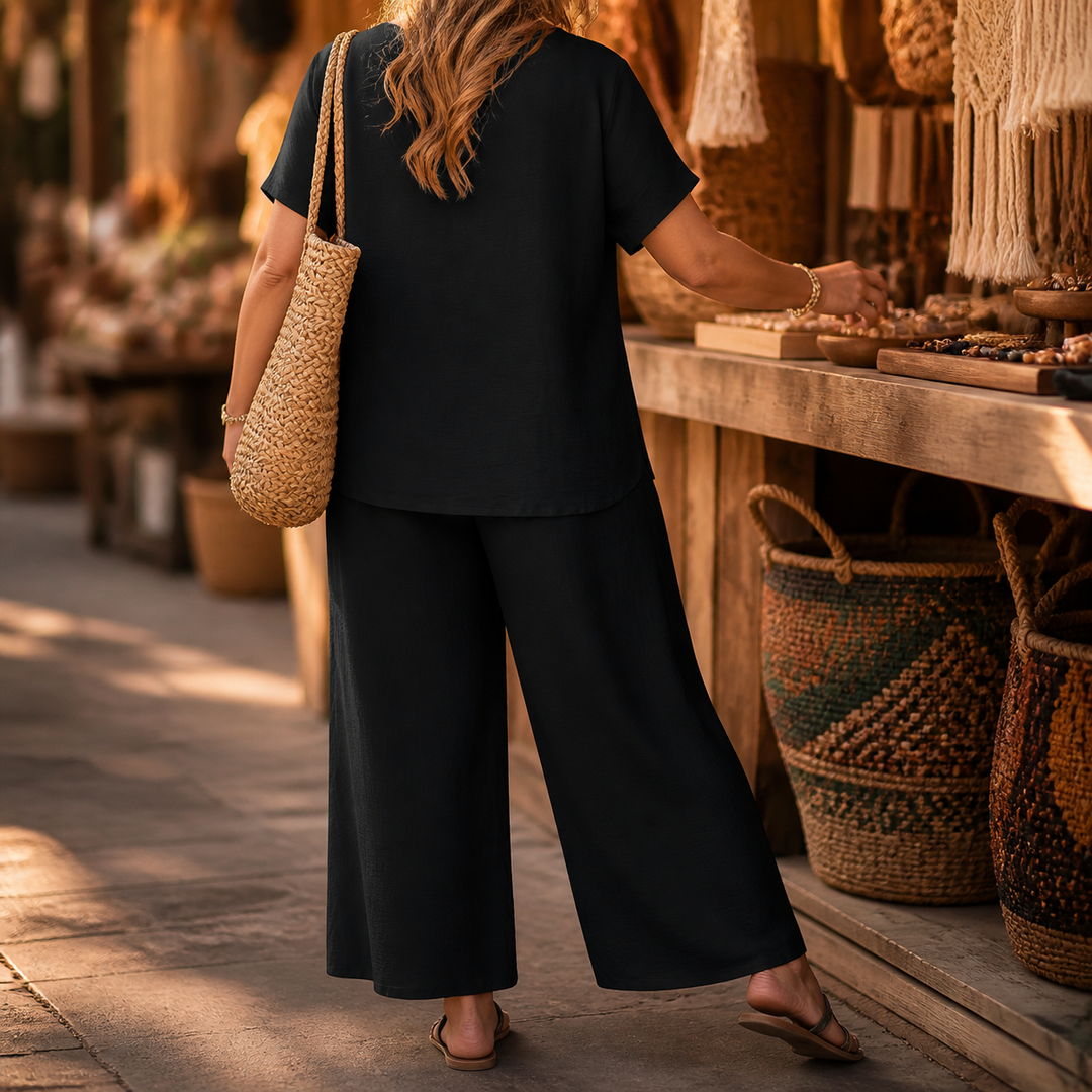 Rivelle™ - Relaxed Two-Piece Set with Wide-Leg Pants