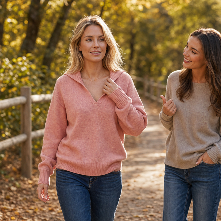Lapella – Lapel Collar V-Neck Sweater