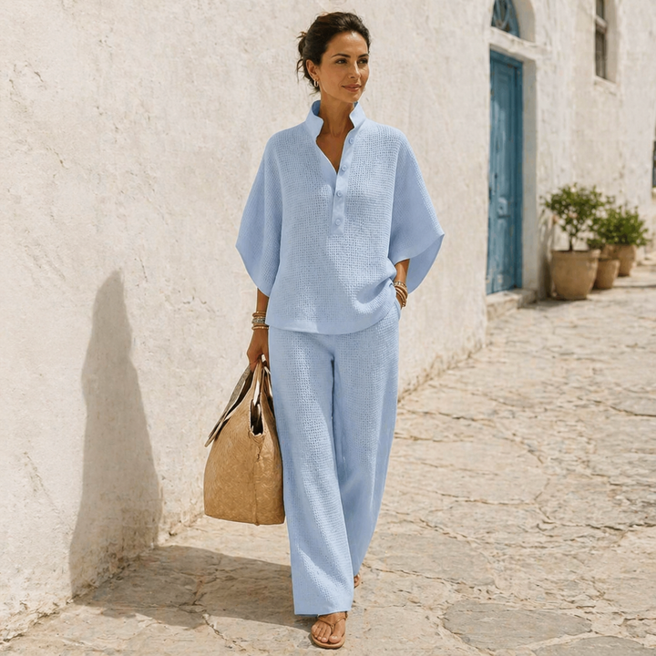Vienelle™ Waffle-Knit Two-Piece Set for Effortless Everyday Style