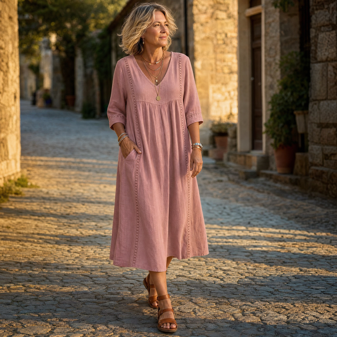 Virella – Relaxed Midi Dress with Pockets
