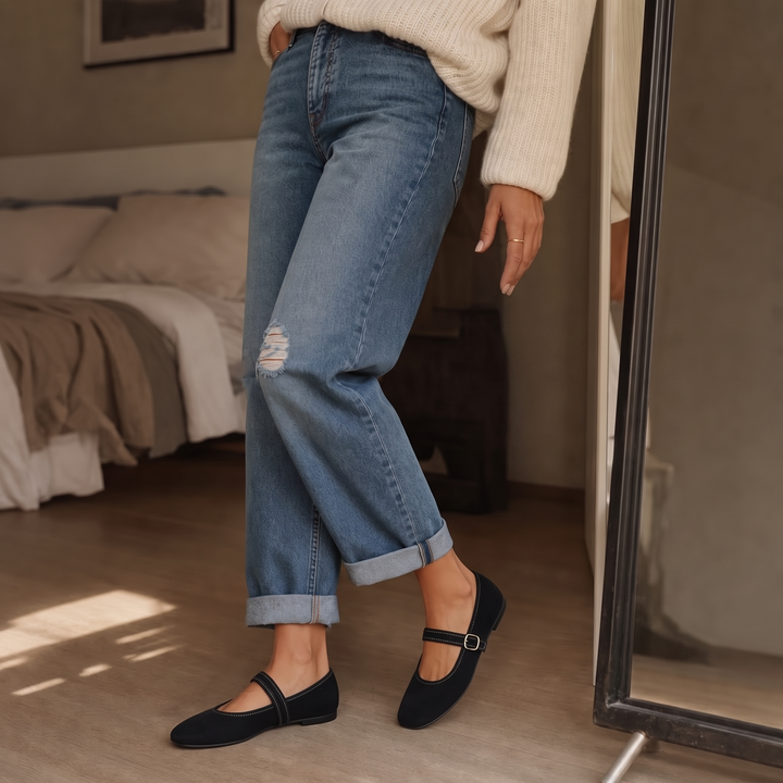 Maribelle – Square-Toe Buckle Mary Jane Flats