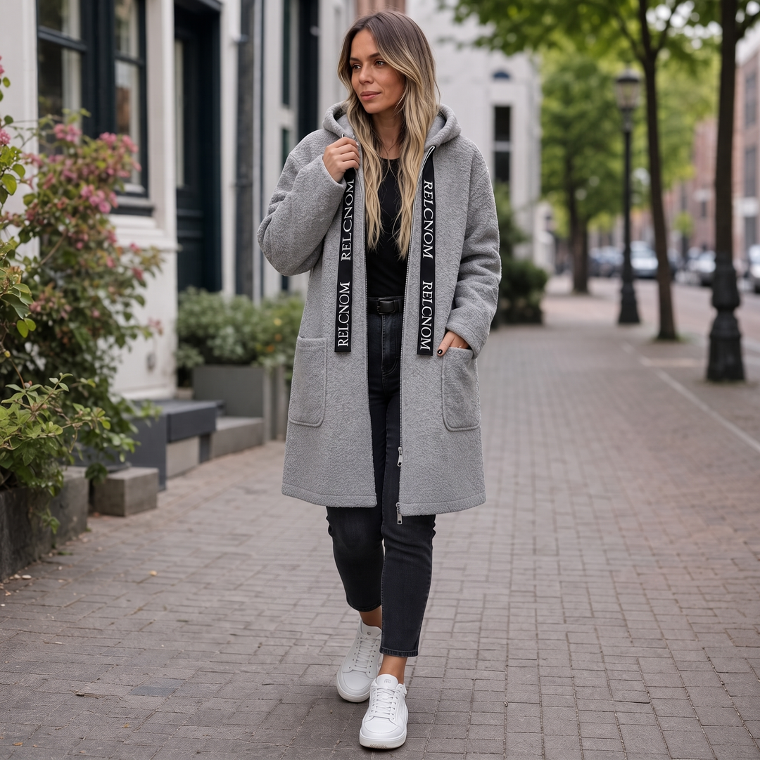 Wearbella – Hooded Zip-Front Long Coat