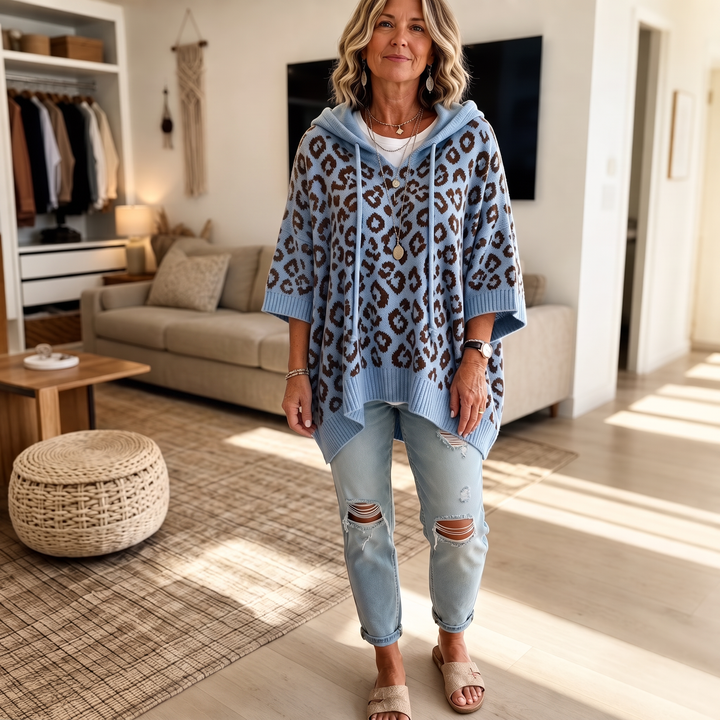 Leopard Lane – Oversized Leopard Knit Hooded Sweater