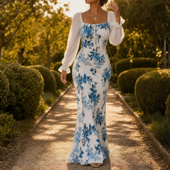 Wearbella – Floral Tie-Front Mermaid Maxi Dress