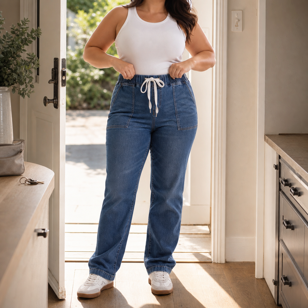 Trouver – Drawstring Waist Tapered Leg Denim Joggers