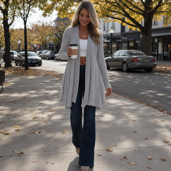 Draperie – Ribbed Open-Front Waterfall Cardigan