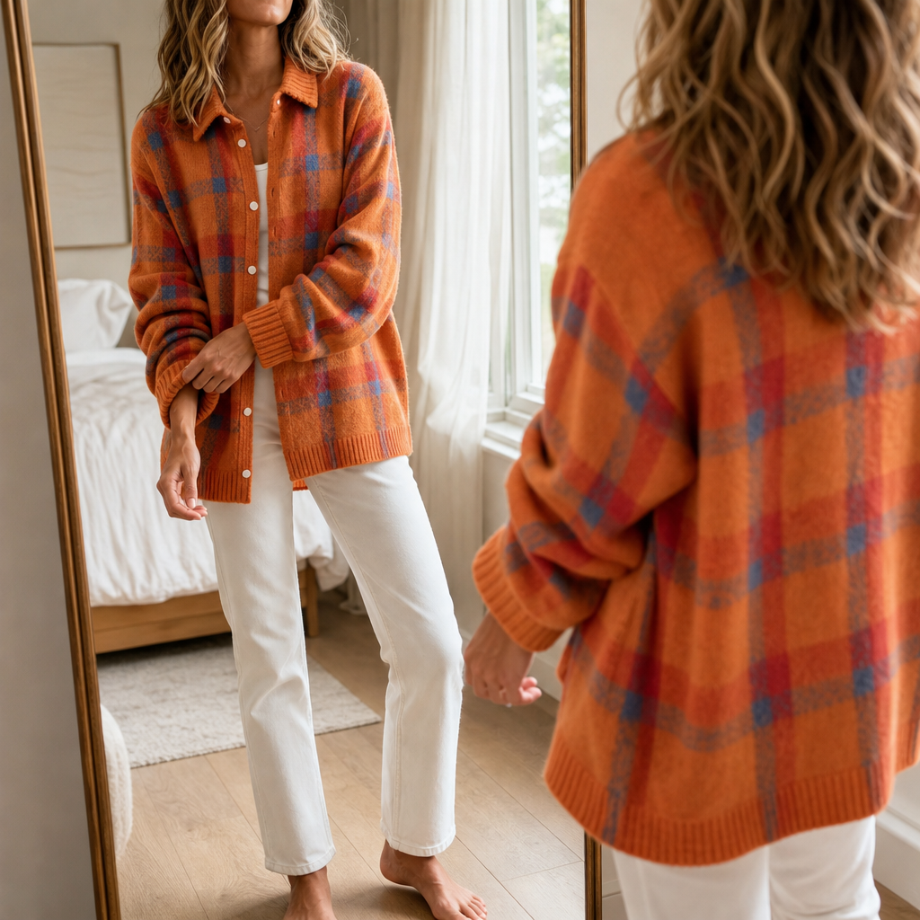 Tesa Check – Retro Check Knit Cardigan