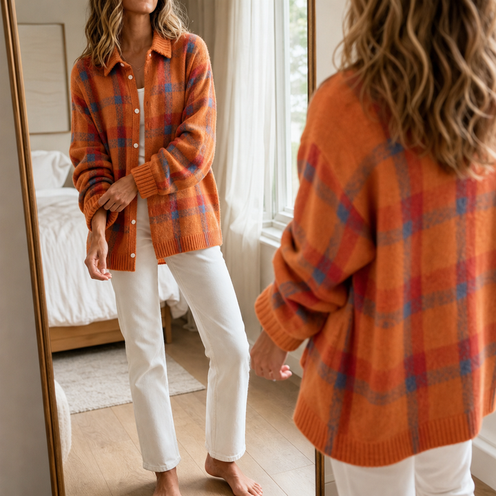 Tesa Check – Retro Check Knit Cardigan