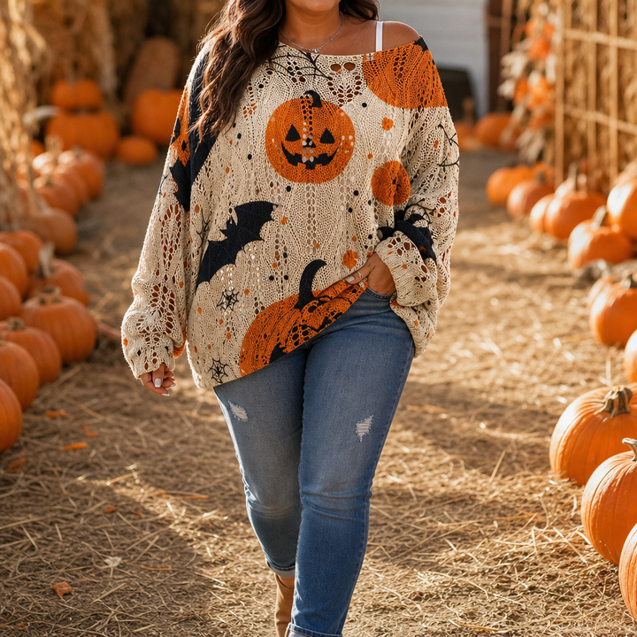 Amberknit – Open-Knit Crochet Pumpkin Sweater