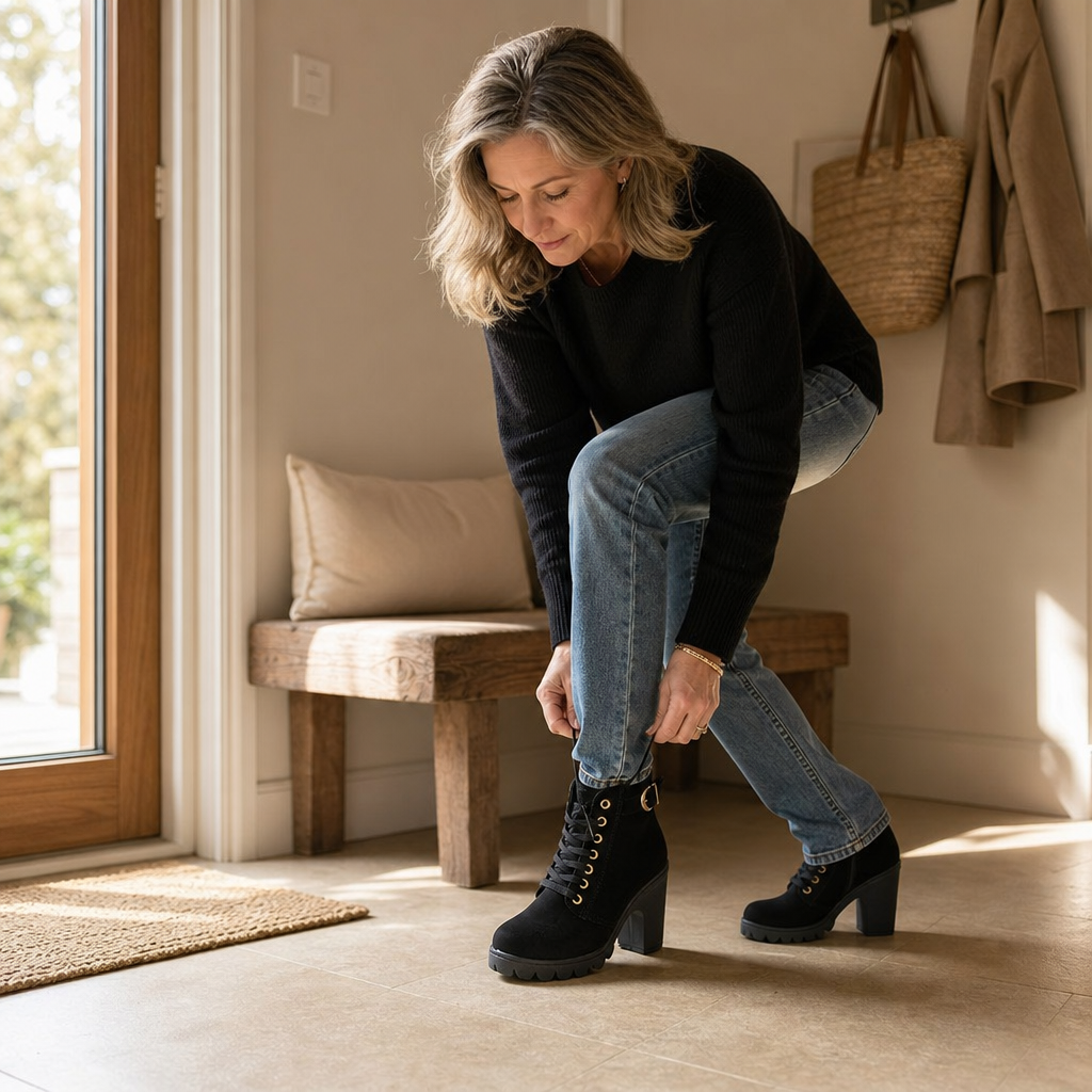 Steadē – Platform Sole Chunky Block Heel Ankle Boots