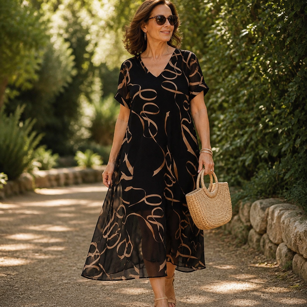 Draperie – V-Neck Maxi Dress That Skims, Never Clings