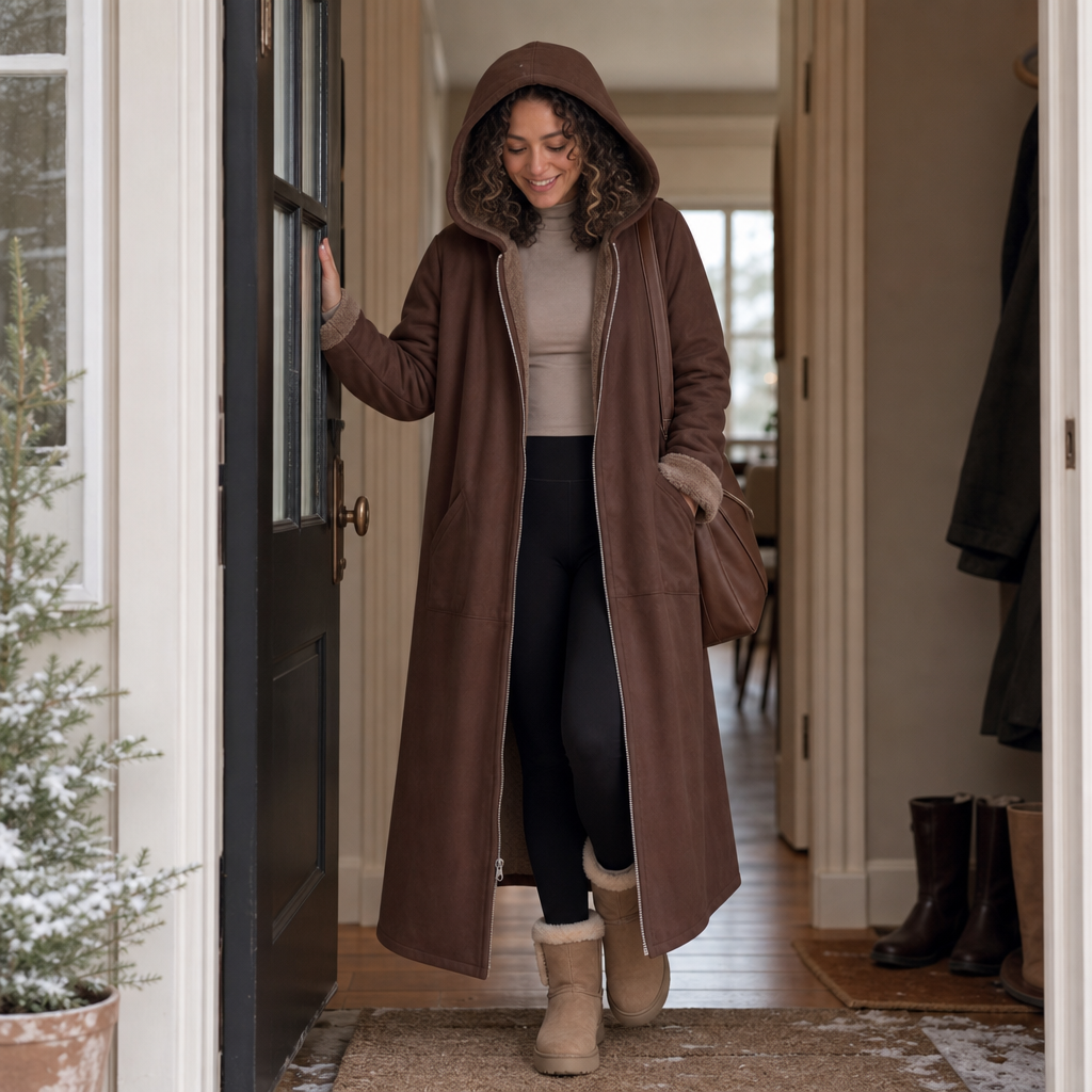 Wintervale – Hooded Shearling-Lined Full-Length Coat