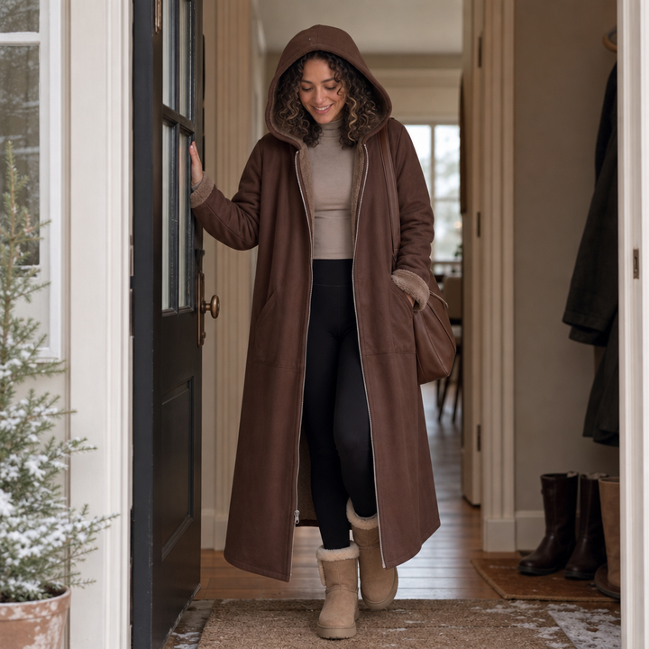 Wintervale – Hooded Shearling-Lined Full-Length Coat